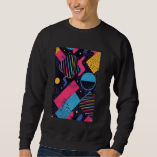 Retro Stil Mönster Art Synthwave 80 s Lång Ärmad Tröja