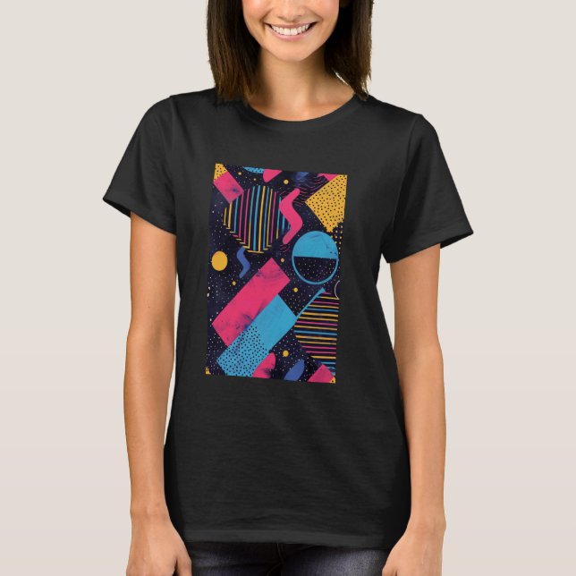 Retro Stil Mönster Art Synthwave 80 s T Shirt (Framsida)