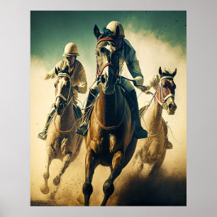 Retro Stil Moody Horse Tävla Jockey Poster