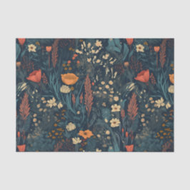 Retro stil, mörk blommigt fält av vilda blommor