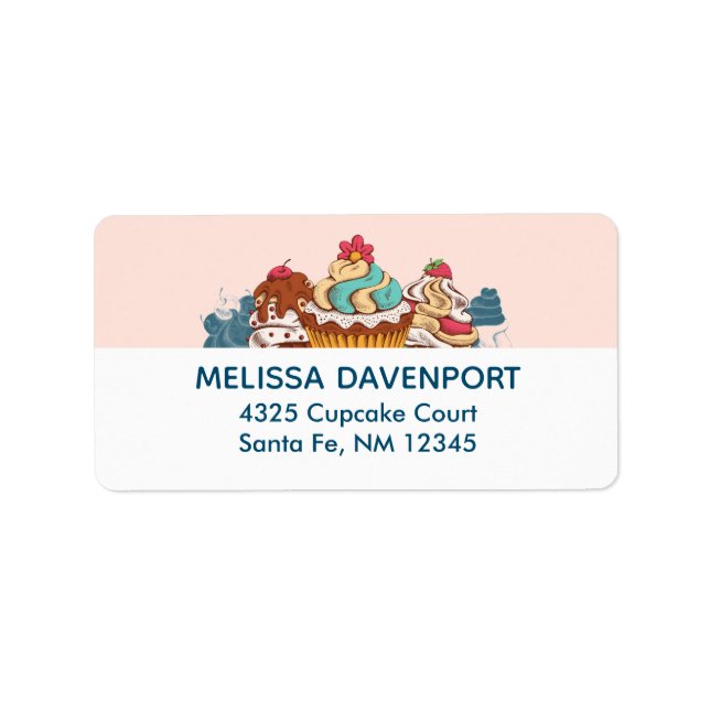 Retro Stil Muffinss Sweet Dessert Adressetikett (Framsidan)