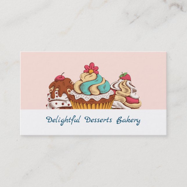 Retro Stil Muffinss Sweet Dessert Bakery Visitkort (Framsida)