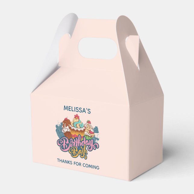 Retro Stil Muffinss Sweet Dessert Birthday Bash Presentaskar (Framsidan Sidan)