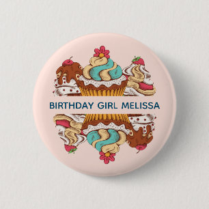 Retro Stil Muffinss Sweet Dessert Birthday Girl Knapp
