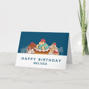 Retro Stil Muffinss Sweet Dessert Birthday Kort