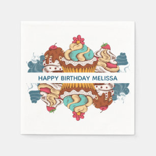 Retro Stil Muffinss Sweet Dessert Birthday Pappersservett