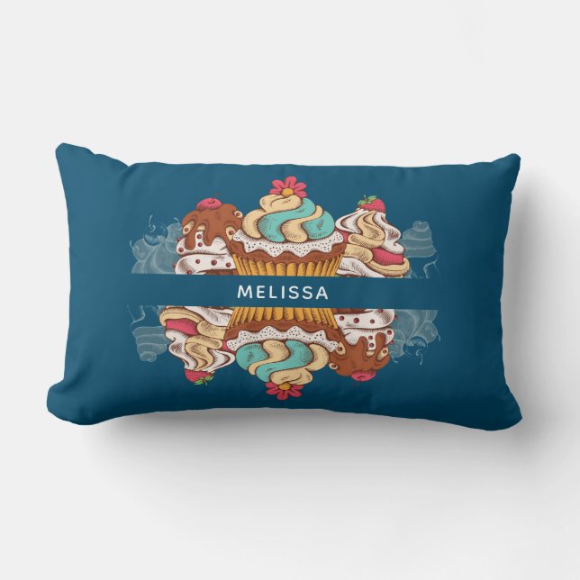 Retro Stil Muffinss Sweet Dessert Lumbarkudde (Framsida)