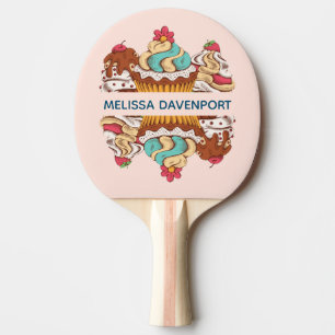 Retro Stil Muffinss Sweet Dessert Mönster Pingisracket