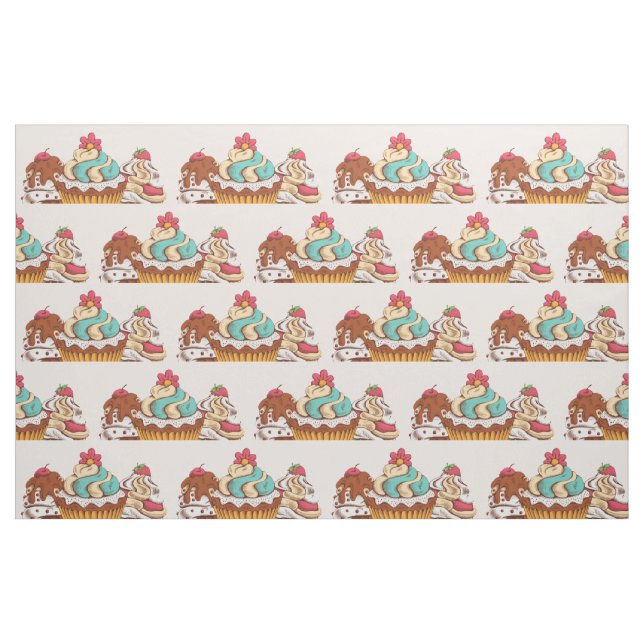 Retro Stil Muffinss Sweet Dessert Mönster Tyg (Fat Quarter)