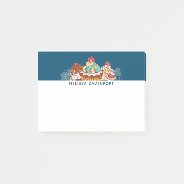 Retro Stil Muffinss Sweet Dessert Post-it Block (Framsida)