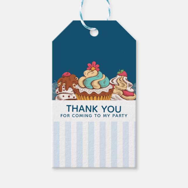 Retro Stil Muffinss Sweet Dessert Tack Presentetikett (Framsidan)