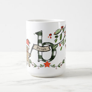 Retro Stil, munogram B vid julljulen med Namn Kaffemugg