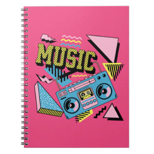 Retro stil musikboombox anteckningsbok