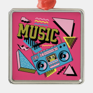 Retro stil musikboombox julgransprydnad metall