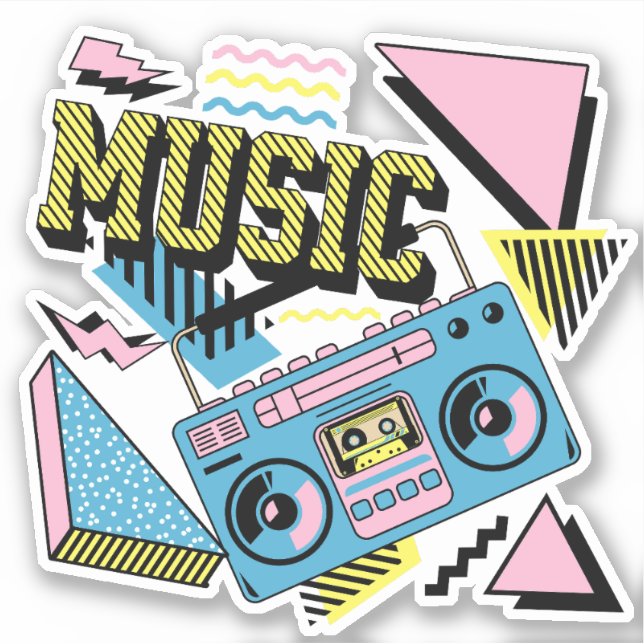 Retro stil musikboombox klistermärken (Framsida)