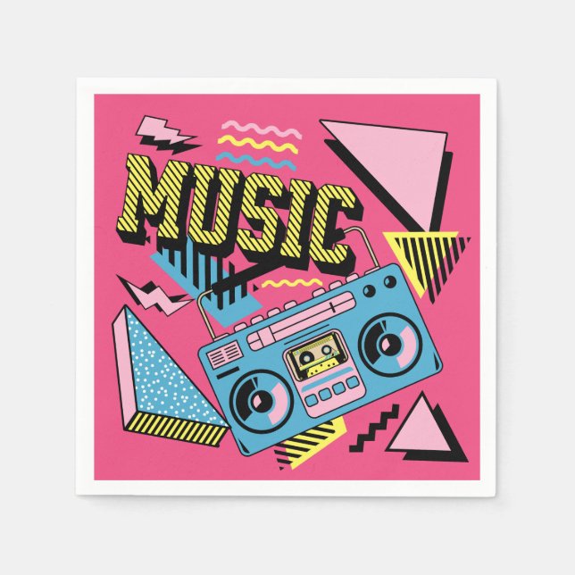Retro stil musikboombox pappersservett (Framsidan)