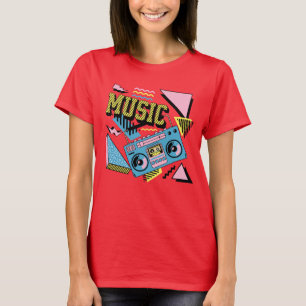 Retro stil musikboombox t shirt