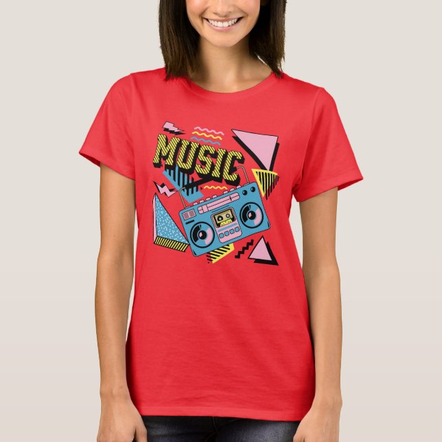 Retro stil musikboombox t shirt (Framsida)