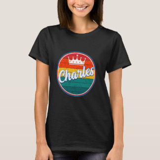 Retro stil Namn Funny Vintage Första Namn CHARLES  T Shirt