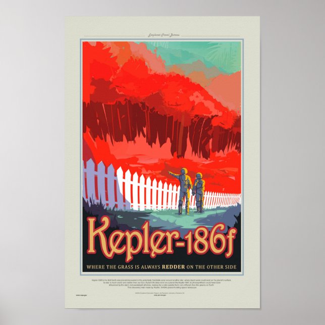 Retro Stil NASA Travel Poster - Kepler 186f Tour (Framsidan)