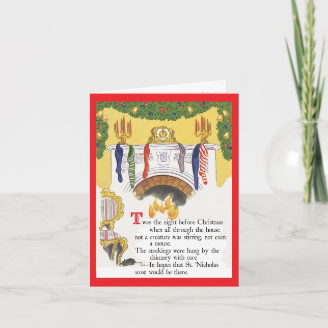 Retro-Stil "Natt före jul"-kort Helgkort (Framsida)