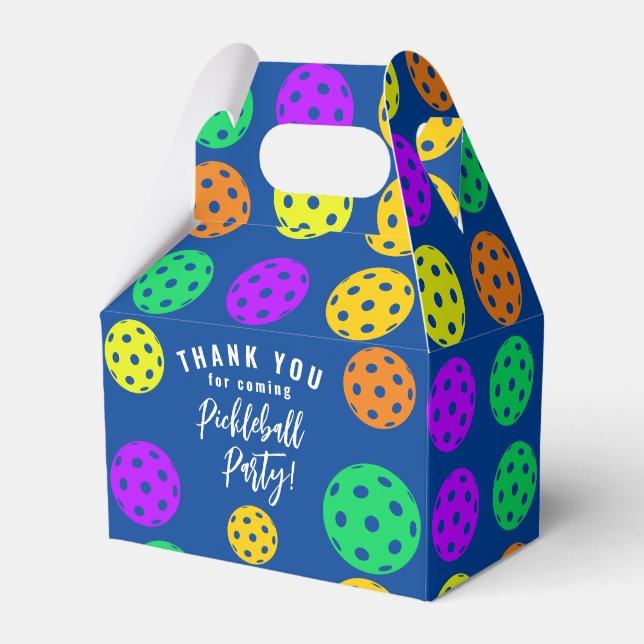 Retro Stil Neon Blå Tematized Pickleball Födelseda Presentaskar (Framsidan Sidan)