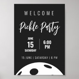 Retro Stil Neon Black Thmet Pickleball Birthday Poster
