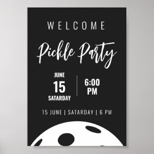 Retro Stil Neon Black Thmet Pickleball Birthday Poster