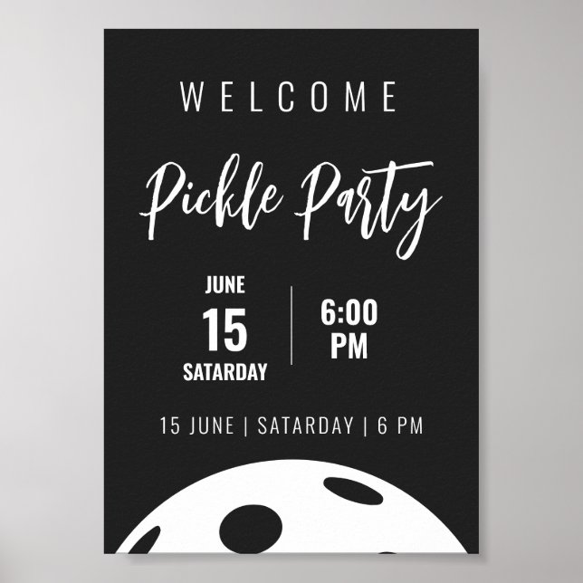 Retro Stil Neon Black Thmet Pickleball Birthday Poster (Framsidan)