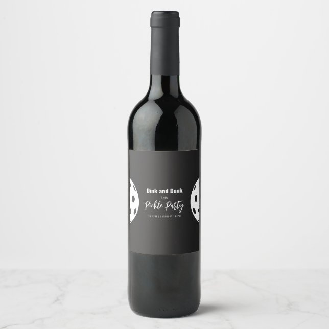 Retro Stil Neon Black Thmet Pickleball Birthday Vinflaska Etikett (Framsida)