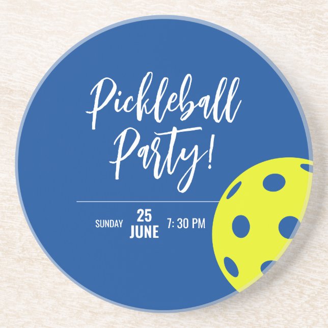 Retro Stil Neon Blue Thmet Pickleball Birthday Underlägg (Framsidan)