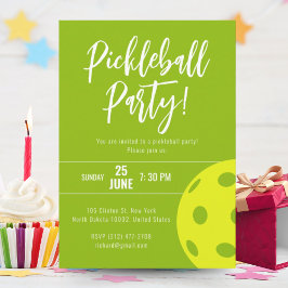 Retro Stil Neon Lime ThLED Pickleball Birthday Inbjudningar