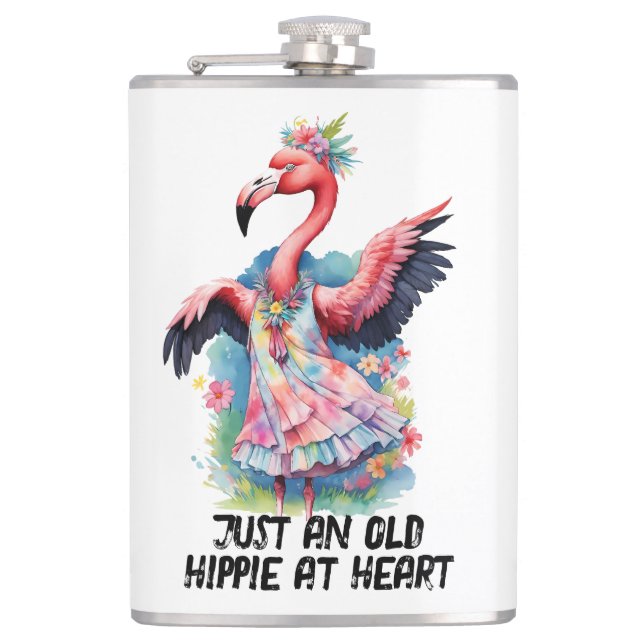 Retro Stil Old Hippie vid Heart Dancing Flamingo Fickplunta (Framsidan)