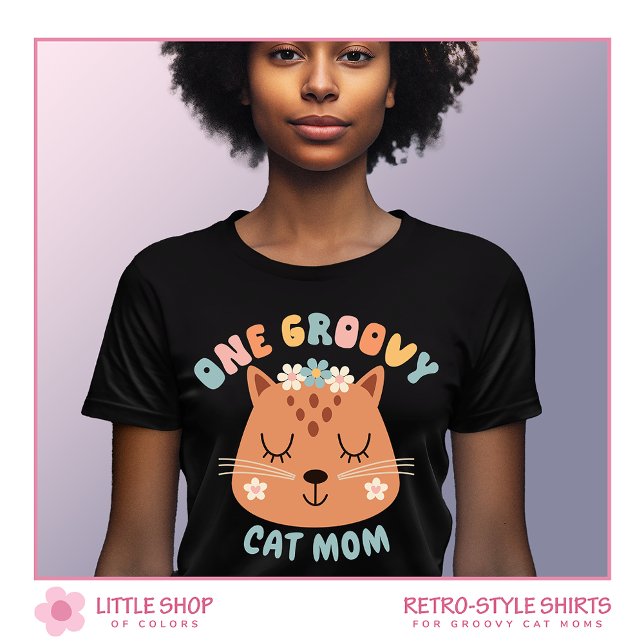 Retro Stil One Groovy Cat Mamma Personlig T Shirt (Skapare uppladdad)