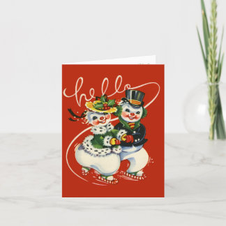 Retro-Stil par julkort Snögubbe Helgkort