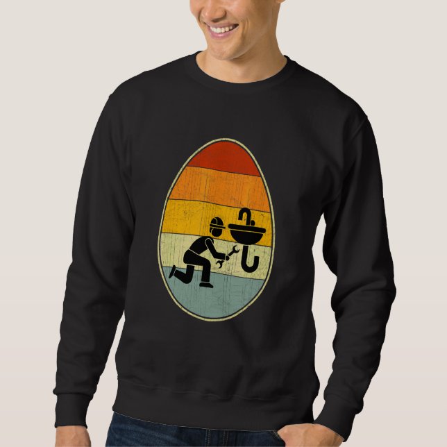 Retro Stil Påskägg Graphic Funny Påsk Day Pl Lång Ärmad Tröja (Framsida)