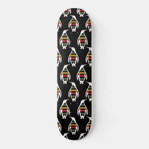 Retro Stil Pingvin Vintage Färger Djurälskare Mini Skateboard Bräda 18,5 Cm