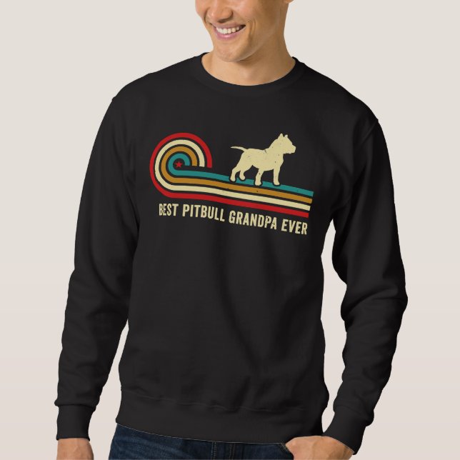 Retro Stil Pitbull Grandpa Pittie Grandpa Pit Bul Lång Ärmad Tröja (Framsida)