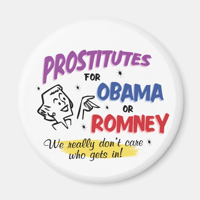 Retro Stil prostituerade mot Obama eller Romney Ma Magnet (Framsidan)