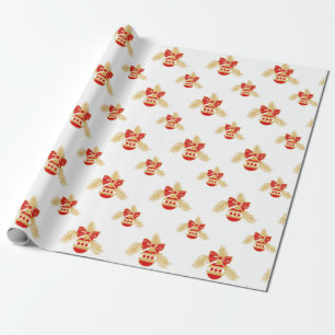 Retro stil-prydnadsföremål i guld och rött presentpapper