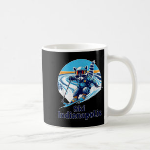 Retro Stil Raccoon Skiing in Indianapolis Indiana Kaffemugg