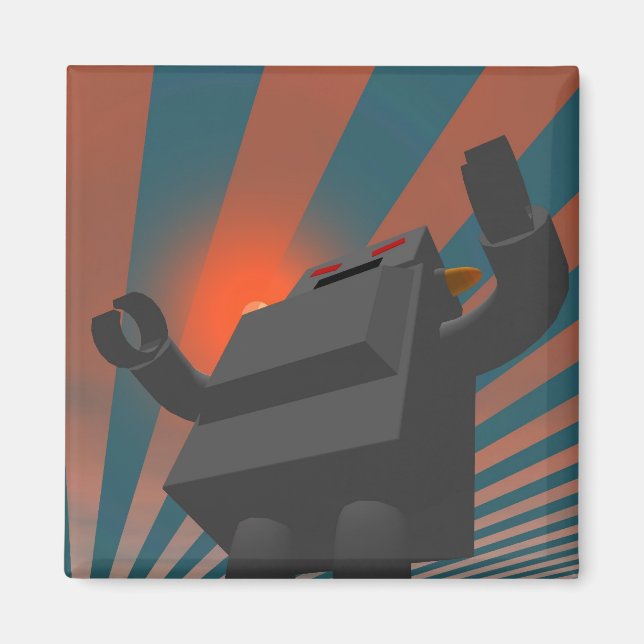Retro Stil Robot 4 Magnet (Framsidan)