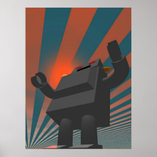 Retro Stil Robot 4 Skriv ut Poster