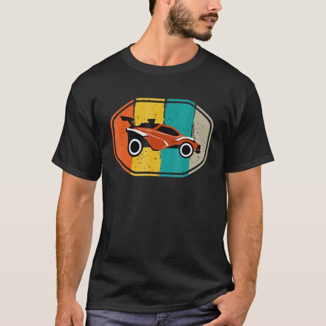 Retro Stil Rocket Rc Soccer Car League Gamer T Shirt (Framsida)