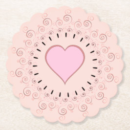 Retro Stil Rosa Heart Underlägg Papper
