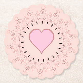 Retro Stil Rosa Heart Underlägg Papper