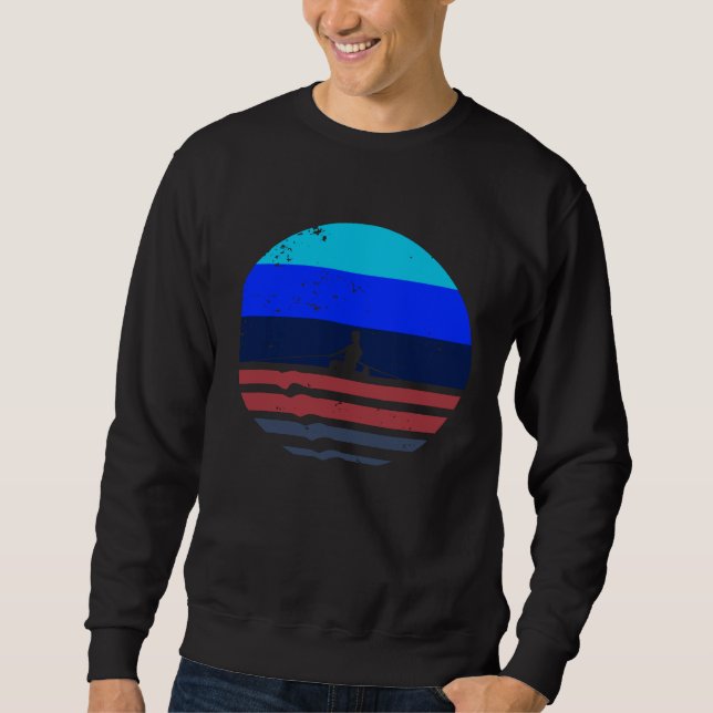 Retro Stil Rows Funny Rower Boating Team Gift M Lång Ärmad Tröja (Framsida)