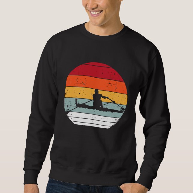 Retro Stil Rows Funny Rower Boating Team Gift M Lång Ärmad Tröja (Framsida)