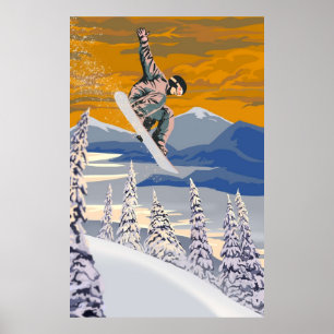 Retro stil Snowboard-konst Poster