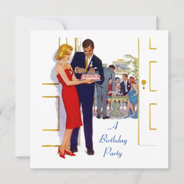 Retro Stil som betjänar kallelse till födelsedagsp Inbjudningar (Framsida)